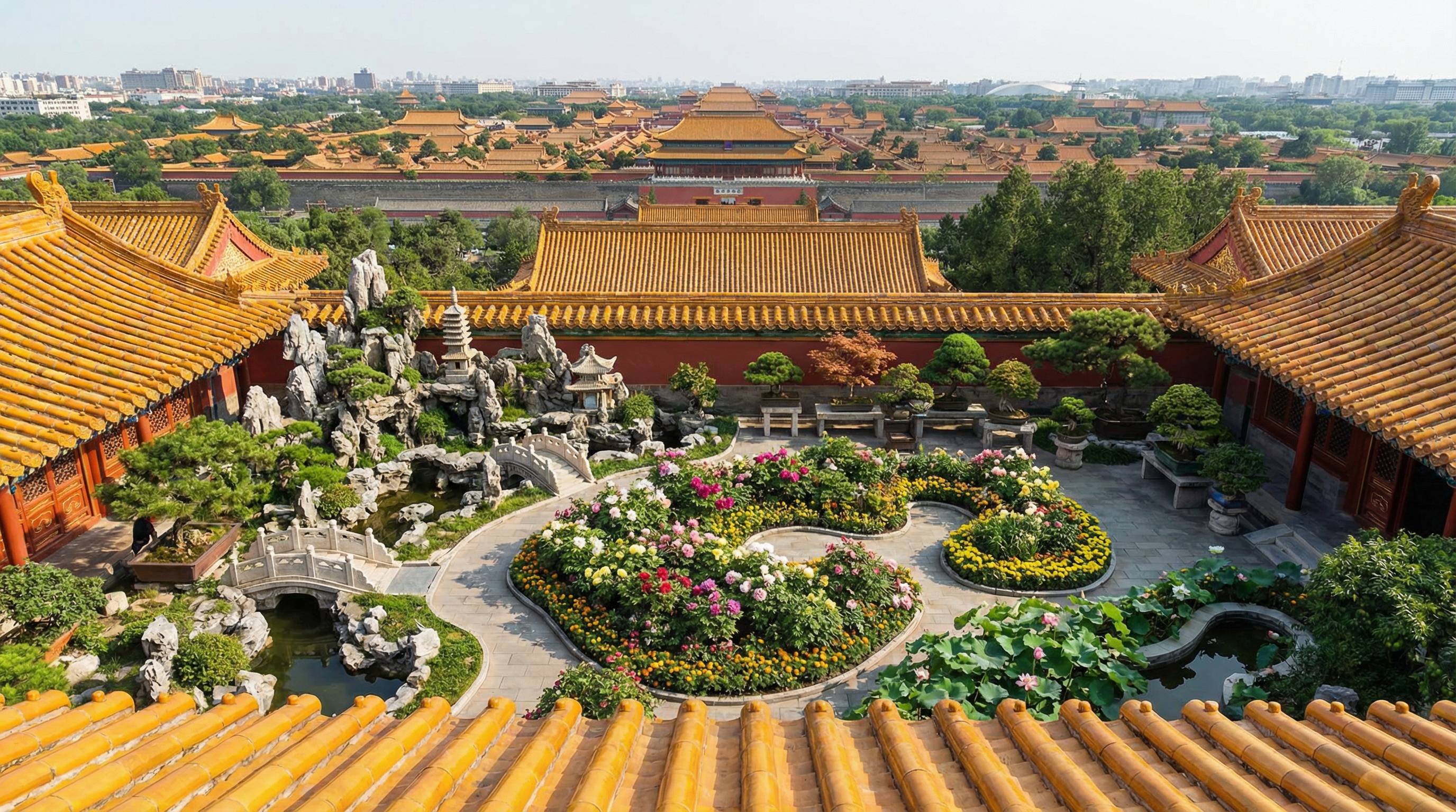 小马拉大车植物视频 - 皇家园林航拍视频